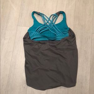 Grey and turquoise lululemon wild tank
